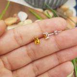 1.00 Carat (Ctw) Sterling Silver Oval Cut Citrine Ladies Solitaire Stud Earrings 1 CT