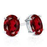1.00 Carat (Ctw) Sterling Silver Oval Cut Garnet Ladies Solitaire Stud Earrings 1 CT