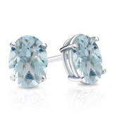 1.00 Carat (Ctw) Sterling Silver Oval Cut Aquamarine Ladies Solitaire Stud Earrings 1 CT