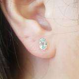 1.00 Carat (Ctw) Sterling Silver Oval Cut Aquamarine Ladies Solitaire Stud Earrings 1 CT