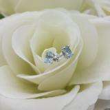 1.00 Carat (Ctw) Sterling Silver Oval Cut Aquamarine Ladies Solitaire Stud Earrings 1 CT