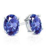 1.00 Carat (Ctw) Sterling Silver Oval Cut Tanzanite Ladies Solitaire Stud Earrings 1 CT