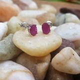 1.00 Carat (Ctw) Sterling Silver Oval Cut Ruby Ladies Solitaire Stud Earrings 1 CT