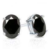 1.50 Carat (Ctw) Sterling Silver Oval Cut Black Sapphire Ladies Solitaire Stud Earrings 1 1/2 CT