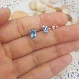 1.50 Carat (Ctw) Sterling Silver Oval Cut Blue topaz Ladies Solitaire Stud Earrings 1 1/2 CT