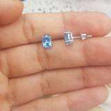 1.50 Carat (Ctw) Sterling Silver Oval Cut Blue topaz Ladies Solitaire Stud Earrings 1 1/2 CT