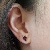 1.50 Carat (Ctw) Sterling Silver Oval Cut Garnet Ladies Solitaire Stud Earrings 1 1/2 CT