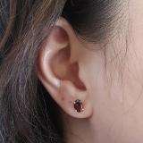 1.50 Carat (Ctw) Sterling Silver Oval Cut Garnet Ladies Solitaire Stud Earrings 1 1/2 CT