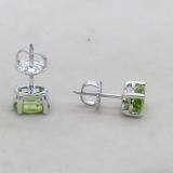1.50 Carat (Ctw) Sterling Silver Oval Cut Peridot Ladies Solitaire Stud Earrings 1 1/2 CT