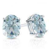 1.50 Carat (Ctw) Sterling Silver Oval Cut Aquamarine Ladies Solitaire Stud Earrings 1 1/2 CT