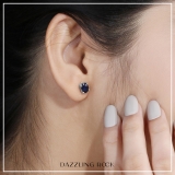 1.50 Carat (Ctw) Sterling Silver Oval Cut Blue Sapphire Ladies Solitaire Stud Earrings 1 1/2 CT