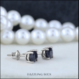 1.50 Carat (Ctw) Sterling Silver Oval Cut Blue Sapphire Ladies Solitaire Stud Earrings 1 1/2 CT
