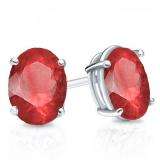 1.50 Carat (Ctw) Sterling Silver Oval Cut Ruby Ladies Solitaire Stud Earrings 1 1/2 CT