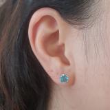 1.50 Carat (ctw) 18K White Gold Round Cut Blue topaz Ladies Solitaire Stud Earrings 1 1/2 CT