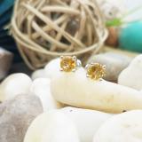 1.50 Carat (ctw) 10K White Gold Round Cut Citrine Ladies Solitaire Stud Earrings 1 1/2 CT