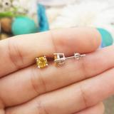 1.50 Carat (ctw) 10K White Gold Round Cut Citrine Ladies Solitaire Stud Earrings 1 1/2 CT