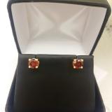 1.50 Carat (ctw) 14K Yellow Gold Round Cut Garnet Ladies Solitaire Stud Earrings 1 1/2 CT