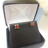 1.50 Carat (ctw) 14K Yellow Gold Round Cut Garnet Ladies Solitaire Stud Earrings 1 1/2 CT
