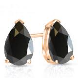 1.00 Carat (ctw) 10K Rose Gold Pear Cut Black Sapphire Ladies Solitaire Stud Earrings 1 CT