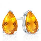 1.00 Carat (ctw) 10K White Gold Pear Cut Citrine Ladies Solitaire Stud Earrings 1 CT