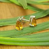 1.00 Carat (ctw) 10K White Gold Pear Cut Citrine Ladies Solitaire Stud Earrings 1 CT