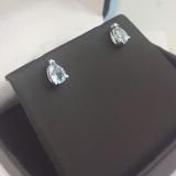 1.00 Carat (ctw) 10K White Gold Pear Cut Aquamarine Ladies Solitaire Stud Earrings 1 CT