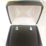 1.00 Carat (ctw) 10K White Gold Pear Cut Aquamarine Ladies Solitaire Stud Earrings 1 CT
