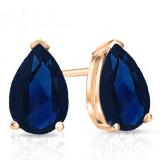 1.00 Carat (ctw) 18K Rose Gold Pear Cut Blue Sapphire Ladies Solitaire Stud Earrings 1 CT