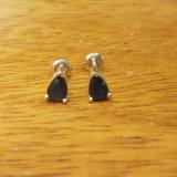1.00 Carat (Ctw) Sterling Silver Pear Cut Blue Sapphire Ladies Solitaire Stud Earrings 1 CT