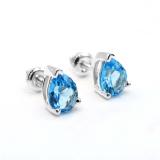 7x5mm Pear Blue Topaz Solitaire Stud Earrings for Her in 925 Sterling Silver