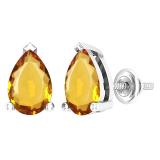 7x5mm Pear Citrine Stud Earrings for Her in 925 Sterling Silver