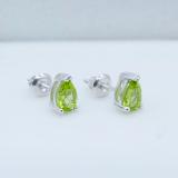 7x5mm Pear Peridot Stud Earrings for Her in 925 Sterling Silver