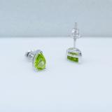 7x5mm Pear Peridot Stud Earrings for Her in 925 Sterling Silver