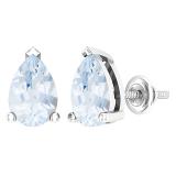 7x5mm Pear Aquamarine Stud Earrings for Her in 925 Sterling Silver