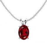 1.00 Carat (ctw) Sterling Silver Oval Cut Garnet Ladies Solitaire Pendant (Chain Included) 1 CT