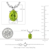 1.00 Carat (ctw) Sterling Silver Oval Cut Peridot Ladies Solitaire Pendant (Chain Included) 1 CT