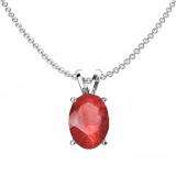 1.00 Carat (ctw) Sterling Silver Oval Cut Ruby Ladies Solitaire Pendant (Chain Included) 1 CT