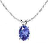 1.00 Carat (ctw) Sterling Silver Oval Cut Tanzanite Ladies Solitaire Pendant (Chain Included) 1 CT