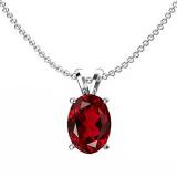 1.50 Carat (ctw) Sterling Silver Oval Cut Garnet Ladies Solitaire Pendant (Chain Included) 1 1/2 CT