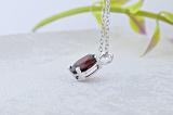 1.50 Carat (ctw) Sterling Silver Oval Cut Garnet Ladies Solitaire Pendant (Chain Included) 1 1/2 CT