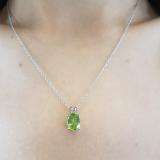 1.50 Carat (ctw) Sterling Silver Oval Cut Peridot Ladies Solitaire Pendant (Chain Included) 1 1/2 CT