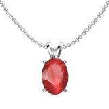 1.50 Carat (ctw) Sterling Silver Oval Cut Ruby Ladies Solitaire Pendant (Chain Included) 1 1/2 CT