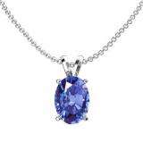 1.50 Carat (ctw) Sterling Silver Oval Cut Tanzanite Ladies Solitaire Pendant (Chain Included) 1 1/2 CT