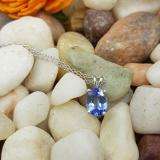 1.50 Carat (ctw) Sterling Silver Oval Cut Tanzanite Ladies Solitaire Pendant (Chain Included) 1 1/2 CT