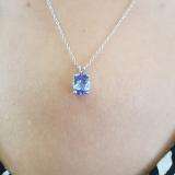 1.50 Carat (ctw) Sterling Silver Oval Cut Tanzanite Ladies Solitaire Pendant (Chain Included) 1 1/2 CT