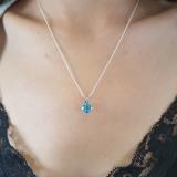 1.00 Carat (ctw) Sterling Silver Round Cut Blue topaz Ladies Solitaire Pendant (Chain Included) 1 CT