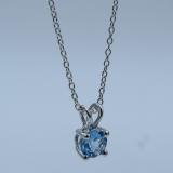 1.00 Carat (ctw) Sterling Silver Round Cut Blue topaz Ladies Solitaire Pendant (Chain Included) 1 CT