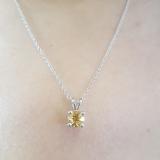 1.00 Carat (ctw) Sterling Silver Round Cut Citrine Ladies Solitaire Pendant (Chain Included) 1 CT
