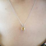 1.00 Carat (ctw) Sterling Silver Round Cut Citrine Ladies Solitaire Pendant (Chain Included) 1 CT