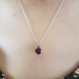 1.00 Carat (ctw) Sterling Silver Round Cut Garnet Ladies Solitaire Pendant (Chain Included) 1 CT